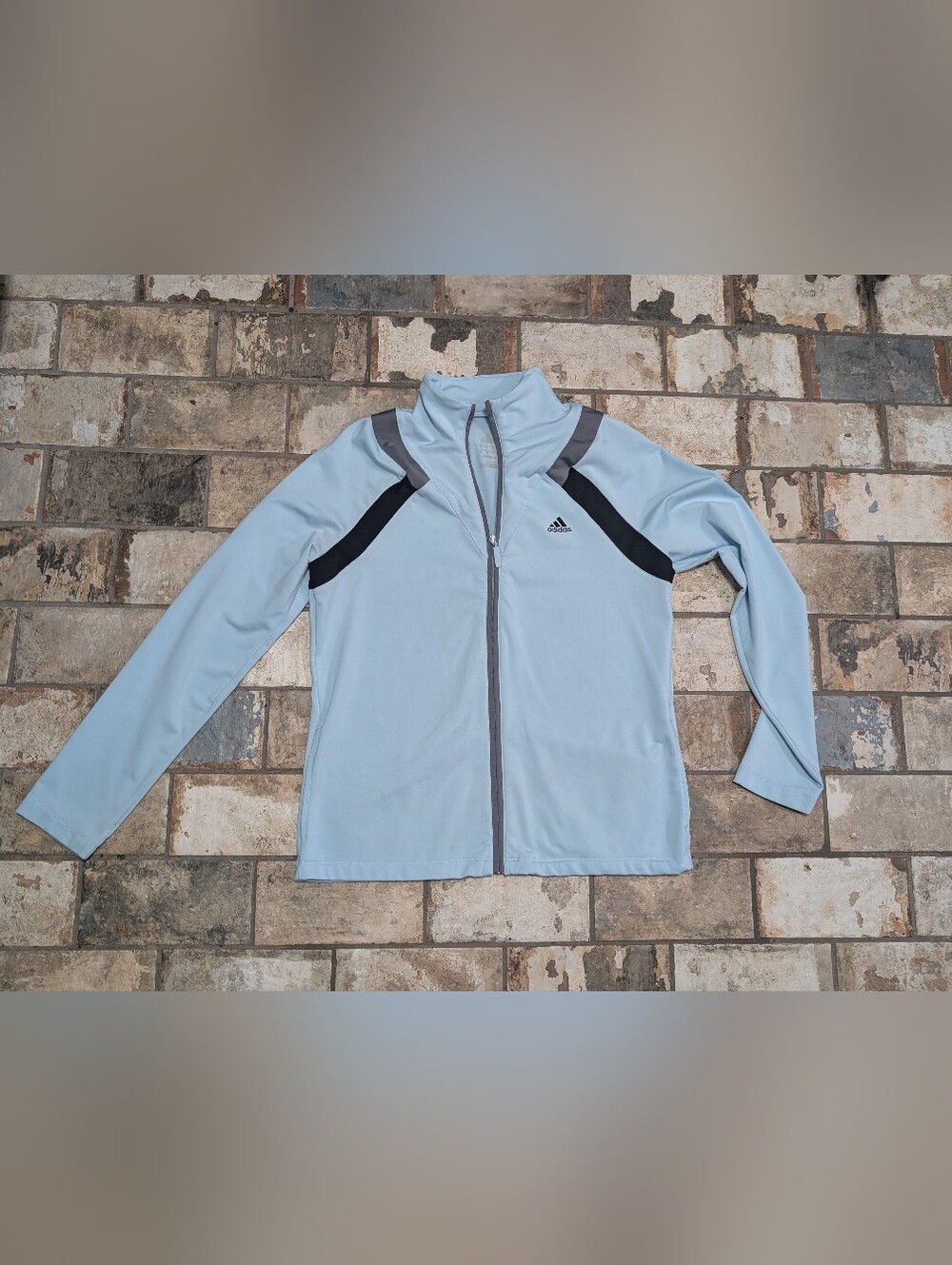 Adidas Light Blue & Gray Full-Zip Athletic Track Jacket - Women's Size Medium